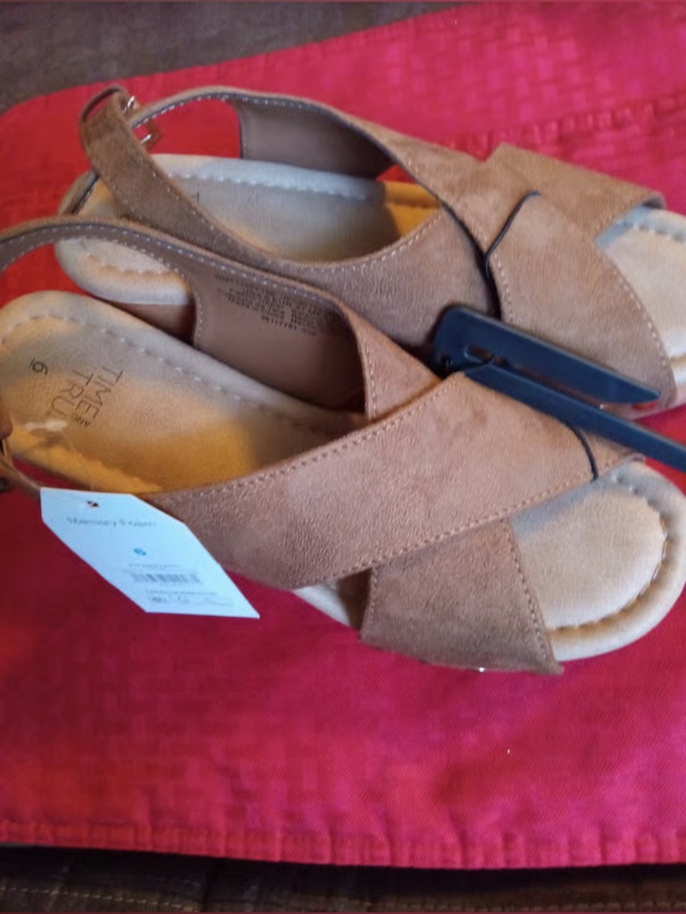 Time and Tru Tan Suede Crisscross Slingback Sandal